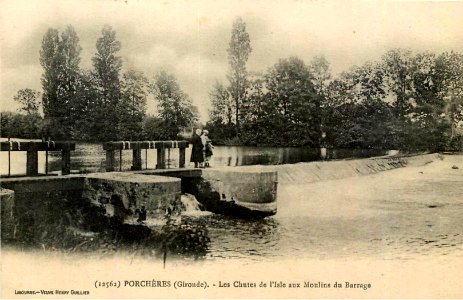Porchères - les chutes de l'Isle au moulin du barrage