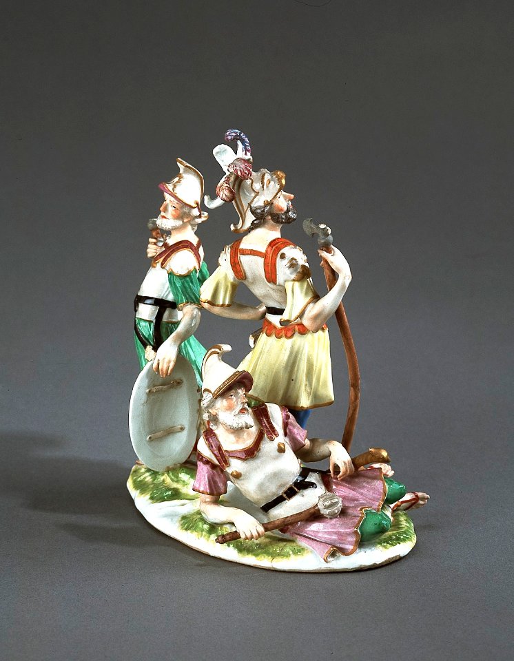 Porslin. Figurgrupp - tre romerska krigare - Hallwylska museet - 89251