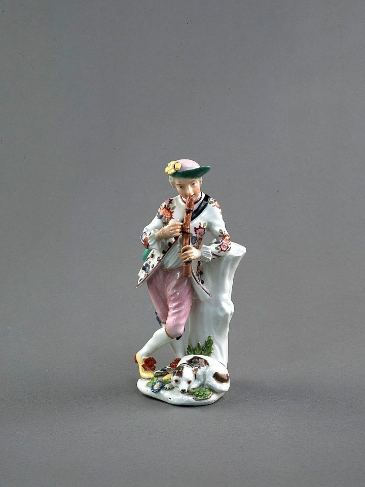 Porslin. Figurin - herde med hund - Hallwylska museet - 89220