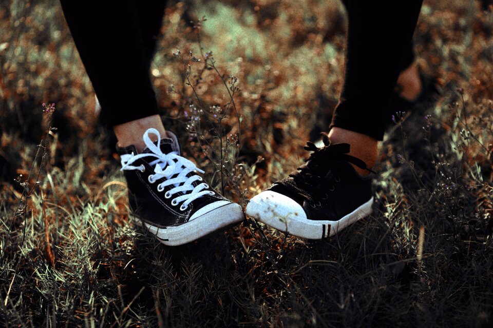 Footwear grass gray grass