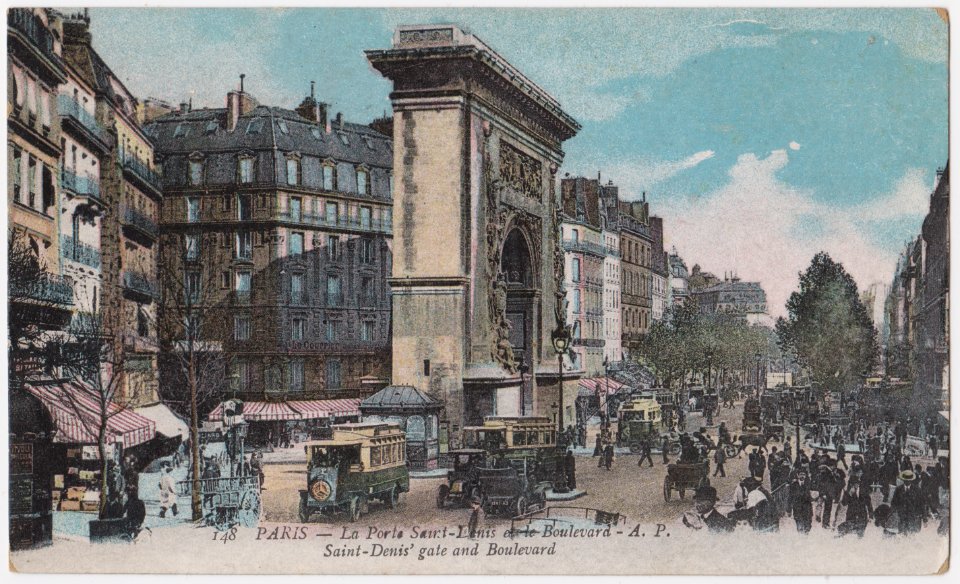 Porte Saint-Denis, Paris, vintage postcard