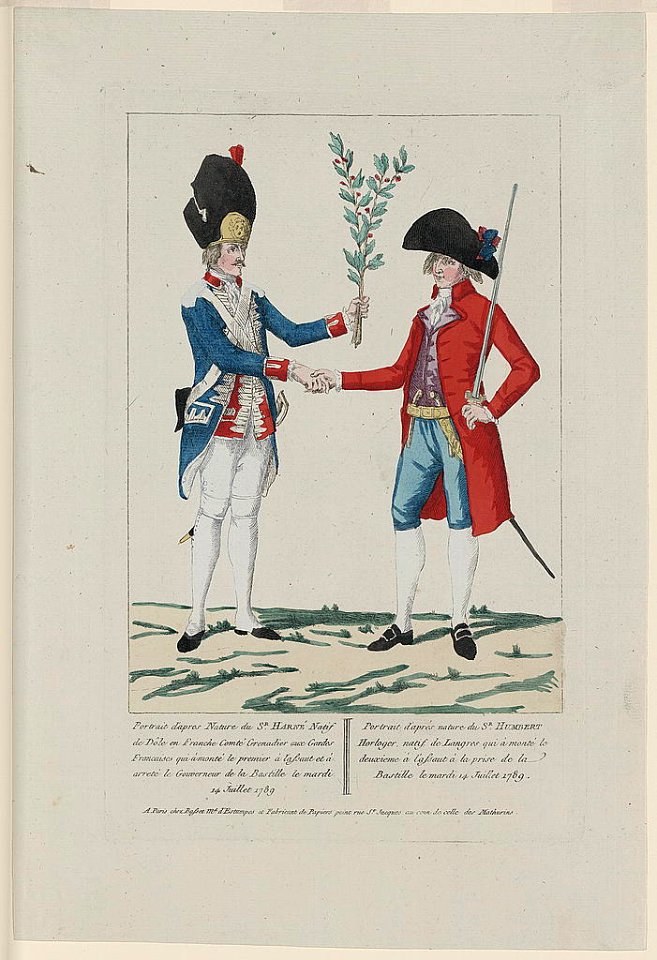 Portrait d'apres nature du Sr. Harné natif de Dôle en Franche Comté Grenadier aux Gardes Francaises qui àmonté le premier à l'assaut et à arreté le gouverneur de la Bastille le mardi 14 LCCN2004679081