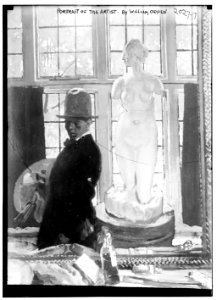Portrait of the Artist by William Orpen. Figure in front with nude statue of a woman in the rear. LCCN2014688147