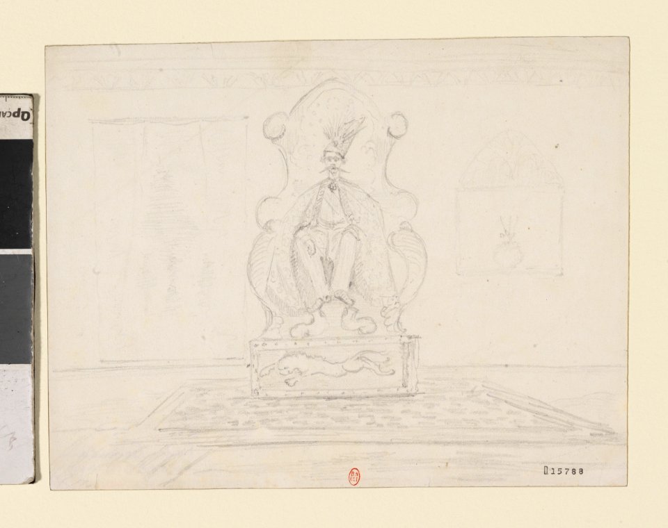 Portrait au crayon de Naser ed-Din, shah d'Iran (par Arthur de Gobineau)