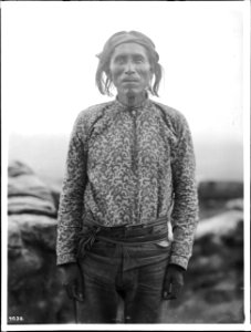 Portrait of Friendly, a Hopi man at the pueblo of Walpi, Arizona, ca.1898 (CHS-4638)