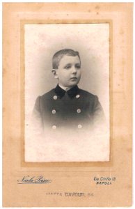 Portrait of a 9 years old boy from the upper-class of Naples - ca. 1870 by photographer Nicola Prisco (1820-1901)