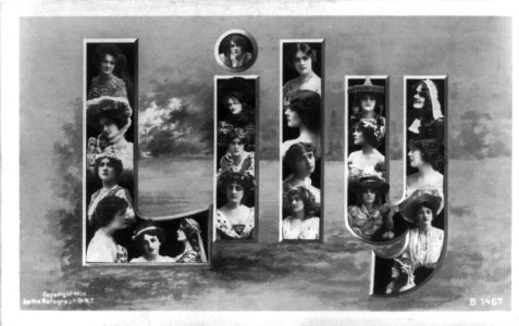 Portraits of young women, arranged with necessary sketching, etc., to spell first names- Lily LCCN2002711738