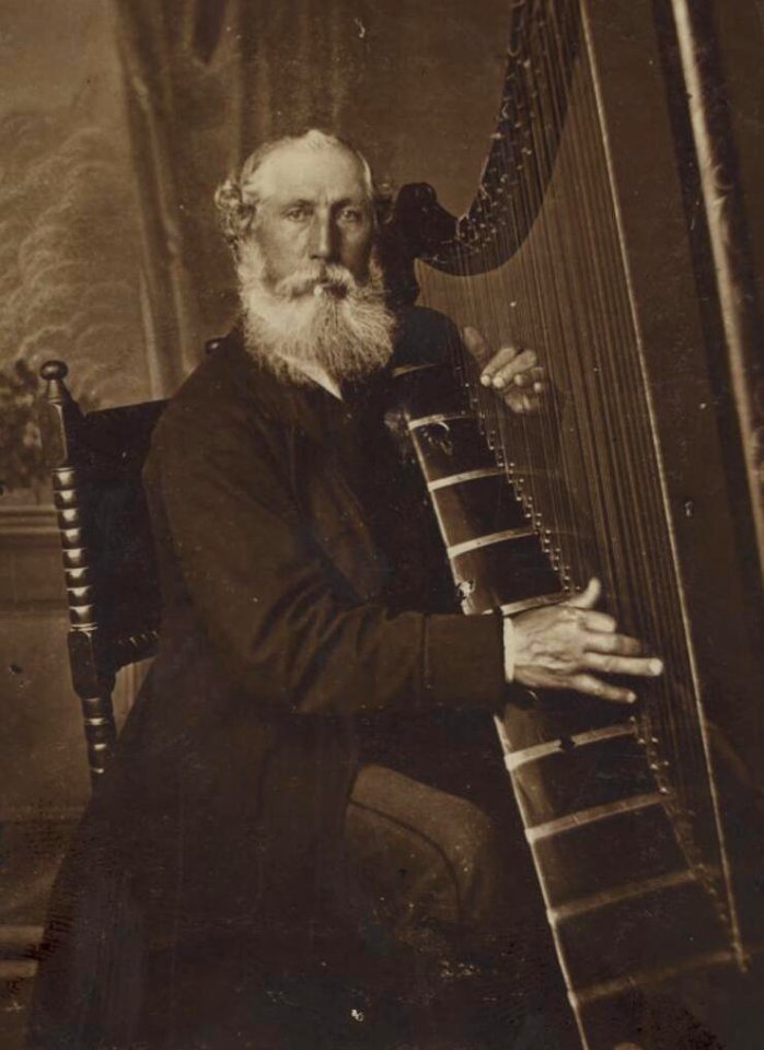 Portrait of John Roberts, harpist, of Newtown (4670503) (cropped)