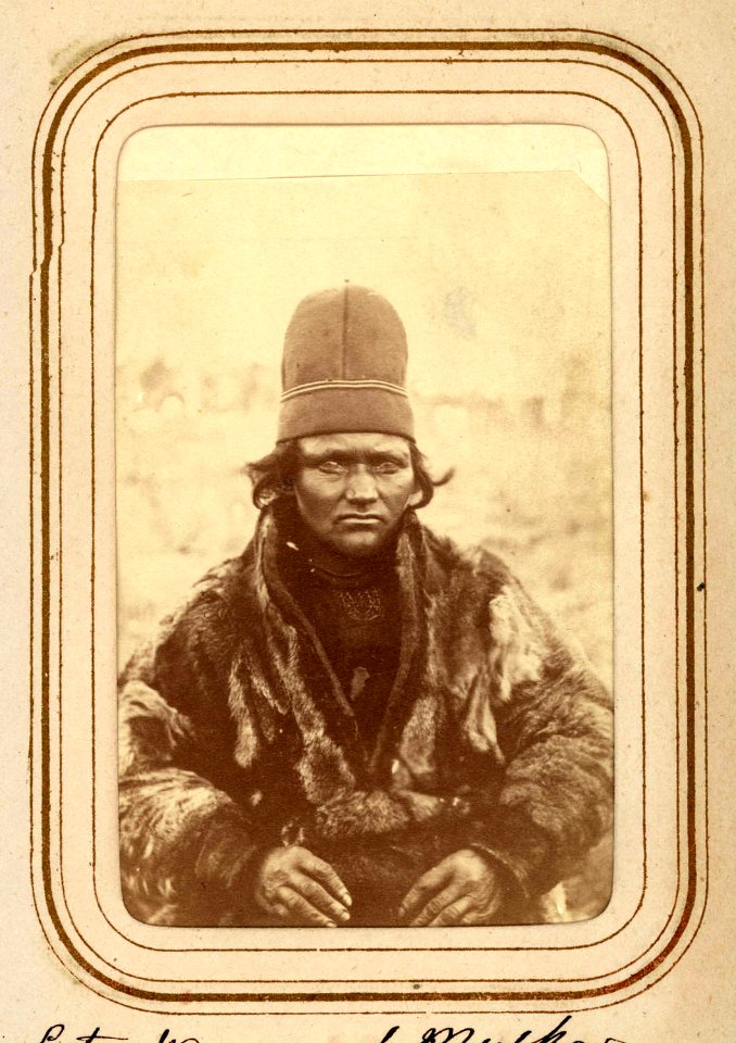 Porträtt av Lotso Vannar f. Mulka, 48 år, Sirkas Sameby. Lotten von Düben 1868 - Nordiska Museet - NMA.0033125 1