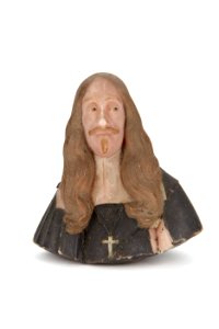 Porträttbyst av vax föreställande ärkehertig Leopold Wilhelm av Österrike i gråbrun allongeperuk - Skoklosters slott - 93237