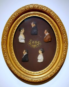 Portrait of the Lang Family, by John Christian Rauschner, 1810, wax, pigment, textile, wood, glass, gilding, wire - Peabody Essex Museum - DSC07622