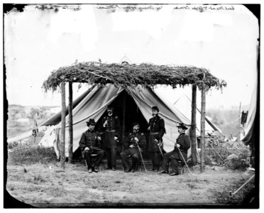 Portrait of Maj. Gen. George G. Meade, officer of the Federal Army, and corps commanders, vicinity of Washington, D.C., June 1865- Horatio G. Wright, John A. Logan, Meade, John G. Parke, LOC cwpb.03703