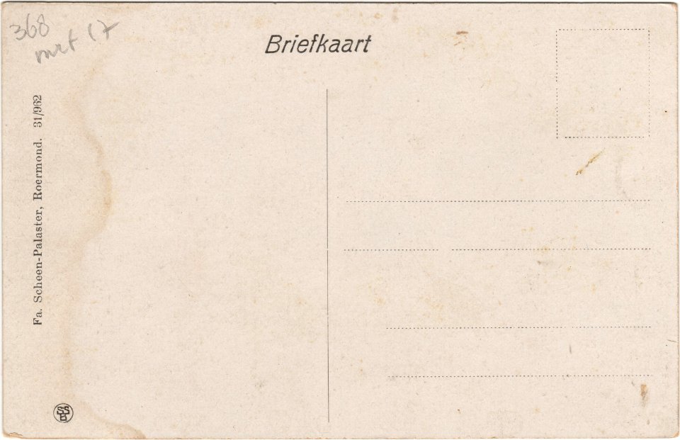 Postcard 31 962 Groet uit Roermond Waterval (verso)