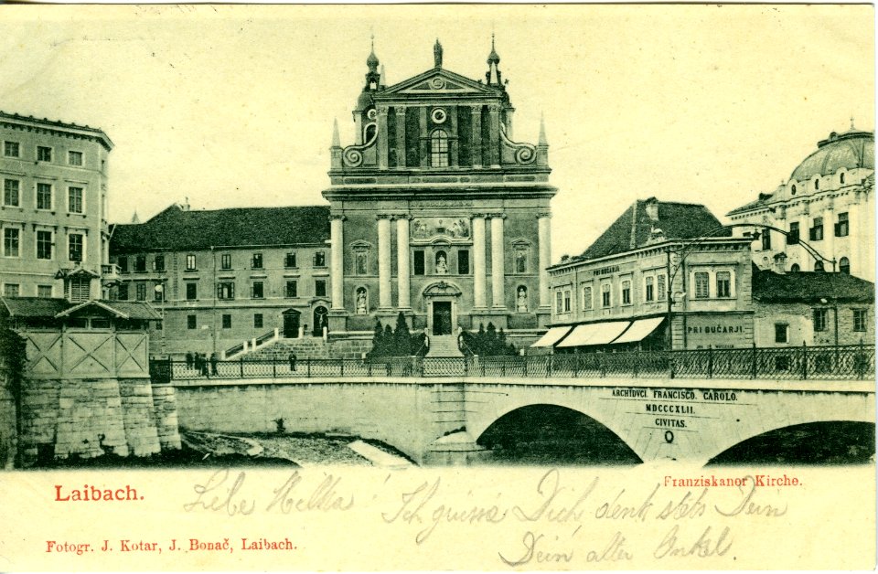 Postcard of Franz's Bridge in Ljubljana 1899