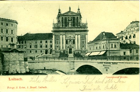 Postcard of Franz's Bridge in Ljubljana 1899