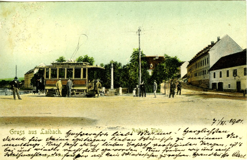 Postcard of Ljubljana, Ambrož Square (2)