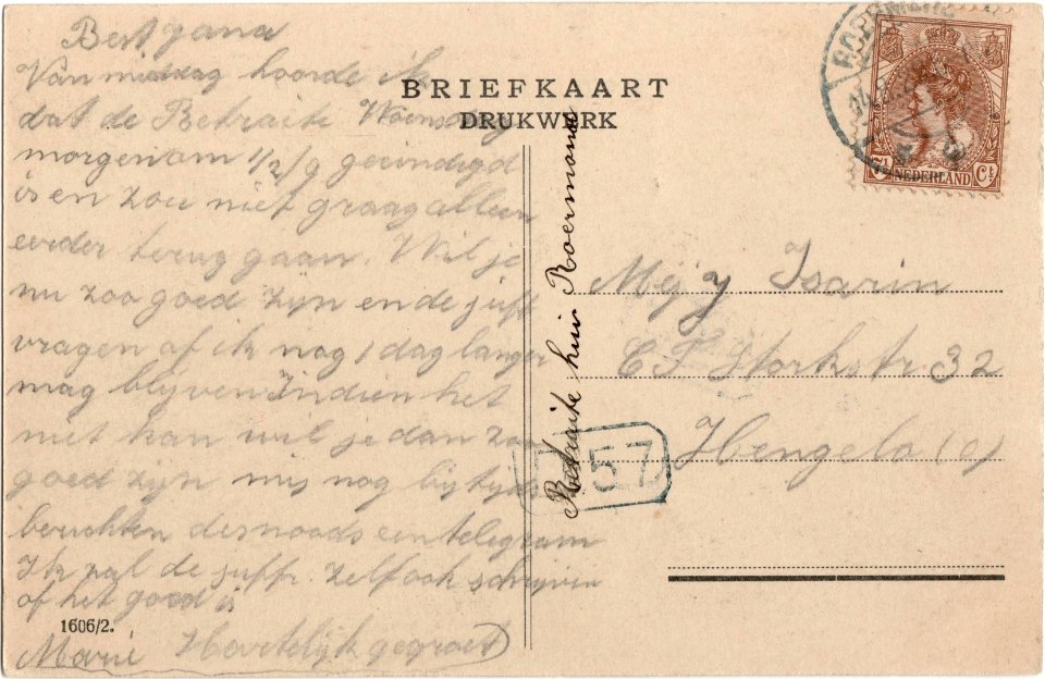 Postcard 1606 2 Retraitehuis, Roermond, Kapel verso