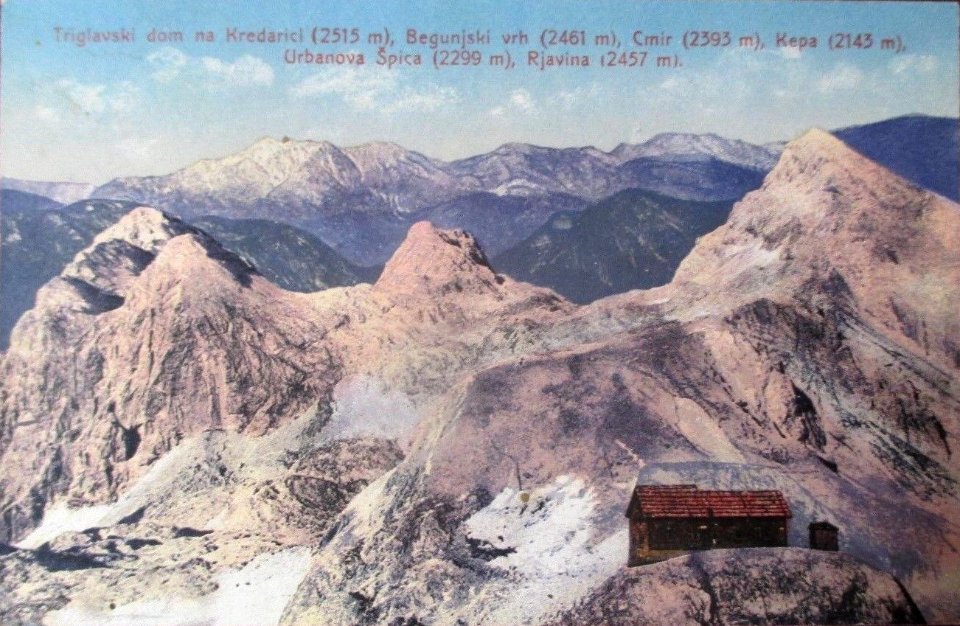 Postcard of Triglav Lodge at Kredarica