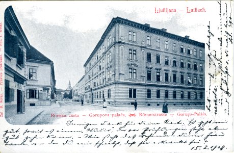 Postcard of Gorup's palace 1908