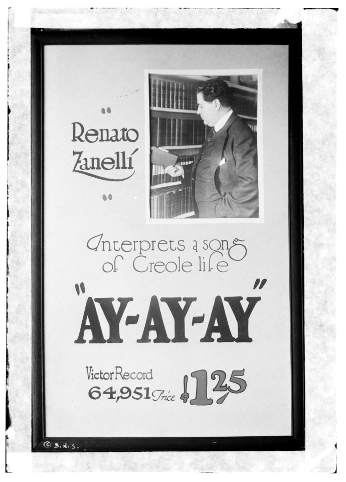 Poster- Victor) Renato Zanelli interprets a song of Creole life Ay-ay-ay LCCN2014712347