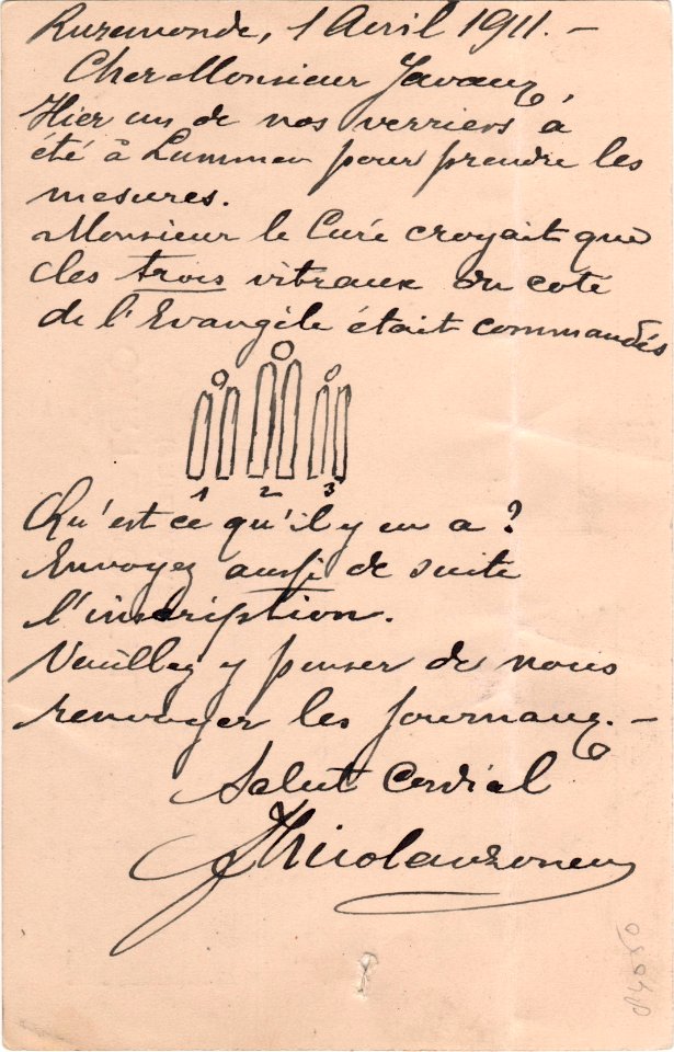 Postcard to Auguste Javaux 1911-04-01 verso