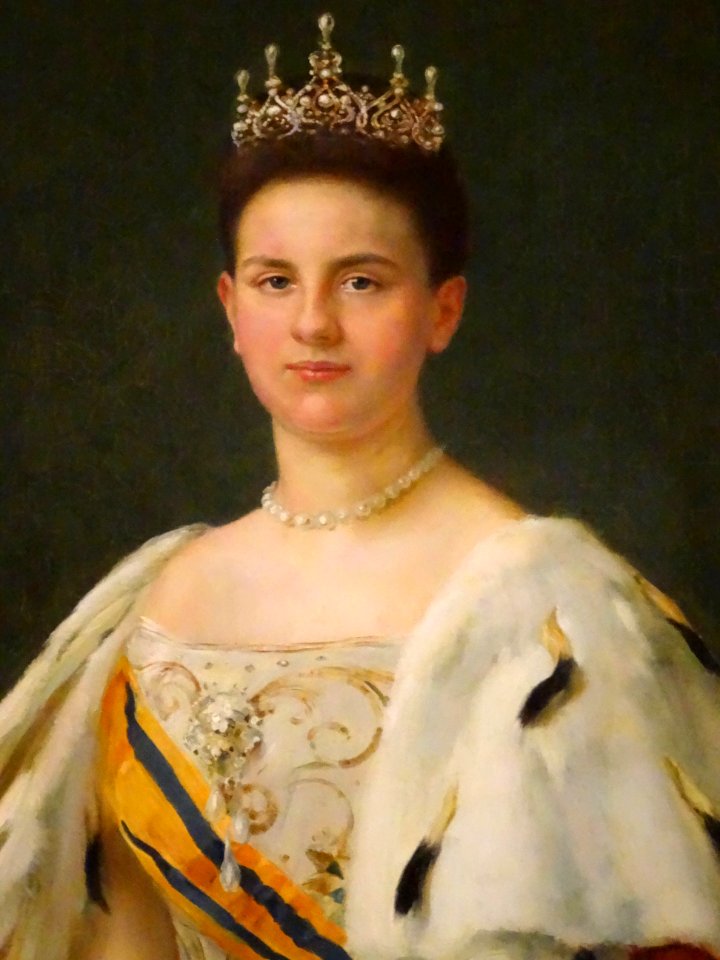 Portret van koningin Wilhelmina (1898) van Pieter de Josselin de Jong