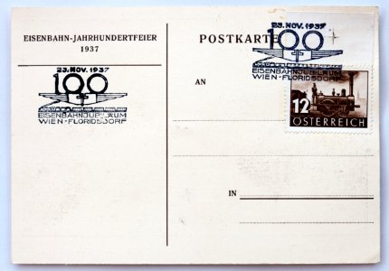 Postkarte Ersttagsausgabe 1937 Jahrhundertfeier Eisenbahn