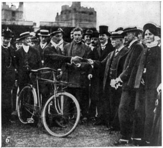 Postman with bike handing letter to King George V LCCN2002699788