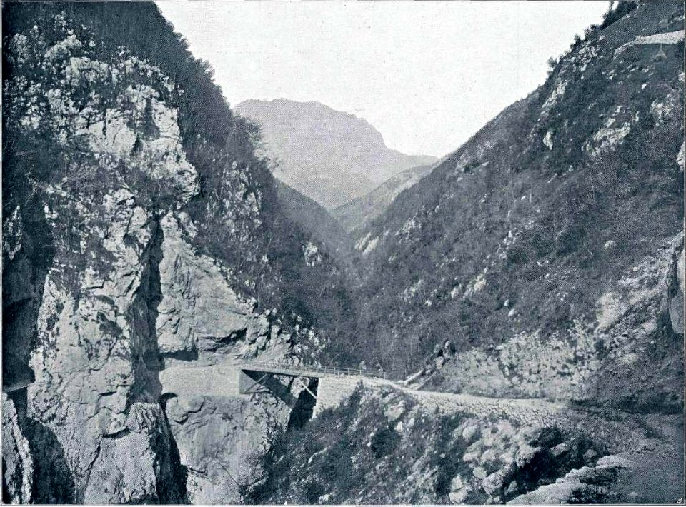 Pot k Dantejevi jami pri Tolminu, most nad Tolminko 1910