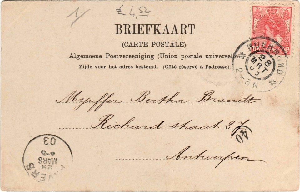 Postcard Munsterkerk, Roermond verso