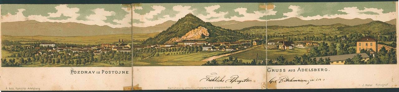 Postcard of Postojna by Ivan Kotar 1900