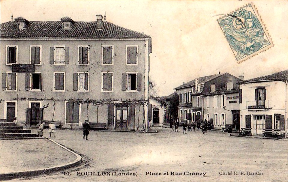 Pouillon (Landes) - Place et rue Chanzy