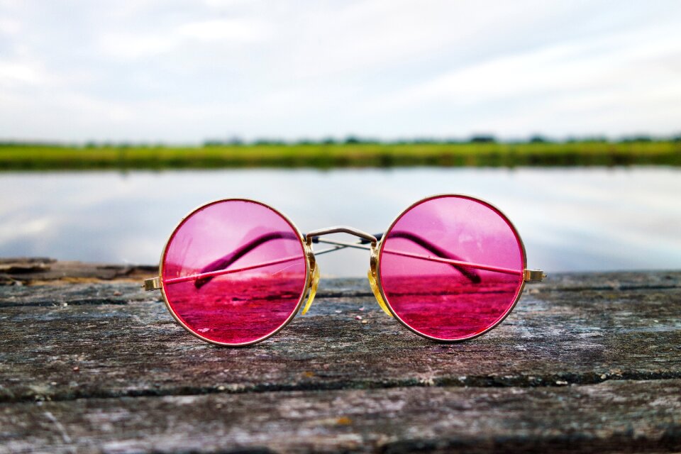 Frame pink glasses sight