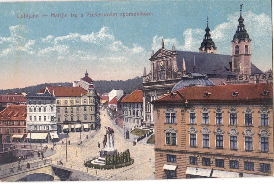 Postcards of Prešeren Square by Fran Pavlin