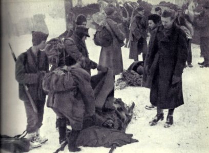 Počitek nosačev ranjencev 14. divizije na Graški gori