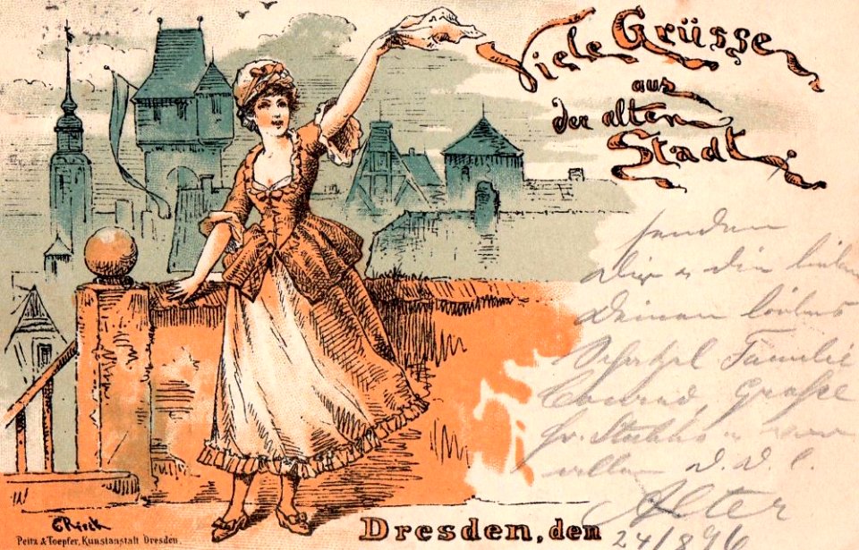 Postal de la exposición sirena El casco antiguo bella época dresde