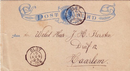 Postblad Olst-Haarlem