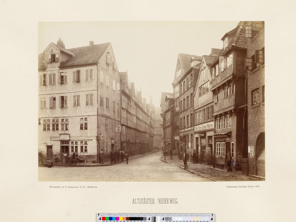 PPN799327638 Hamburg 1883 Altstädter Neuerweg vom Sandthorquai aus gesehen (1883)