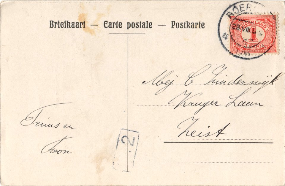 Postcard O.L. Vrouw in 't Zand, Roermond verso