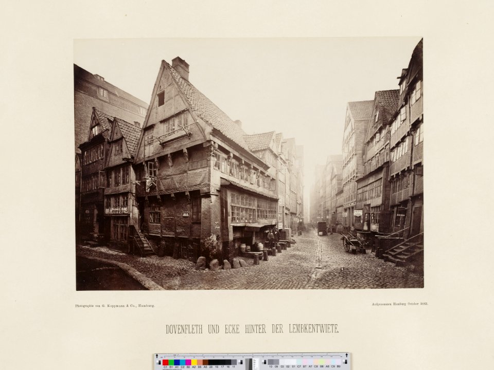 PPN799327638 Hamburg 1883 Hintere Ansicht des Dovenfleth von der Wandrahmsbrücke aus gesehen (1883)