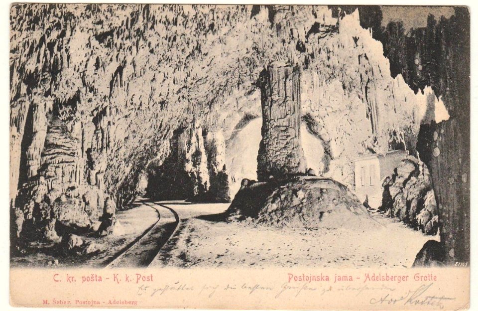 Postcard of Postojna Cave by Maks Šeber 1904