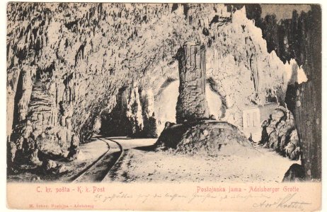 Postcard of Postojna Cave by Maks Šeber 1904
