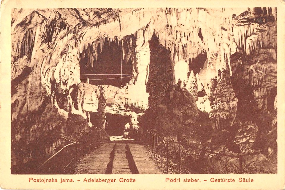 Postcard of Postojna Cave by Maks Šeber 1911