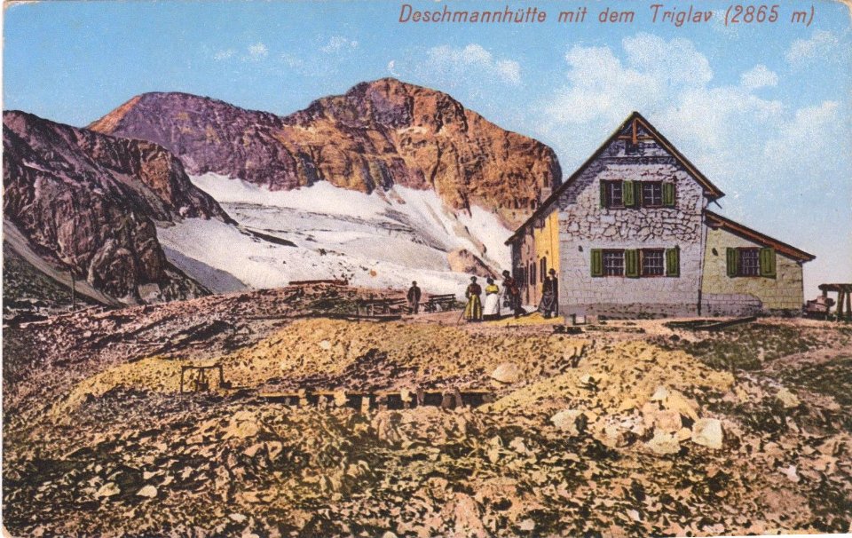 Postcard of Triglav with Dežman hut