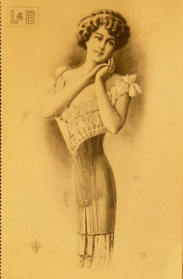 Postcard woman in corset