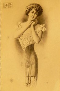 Postcard woman in corset