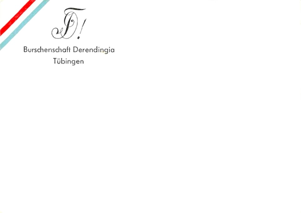 Postkarte der Derendingia mit Farben und Zirkel