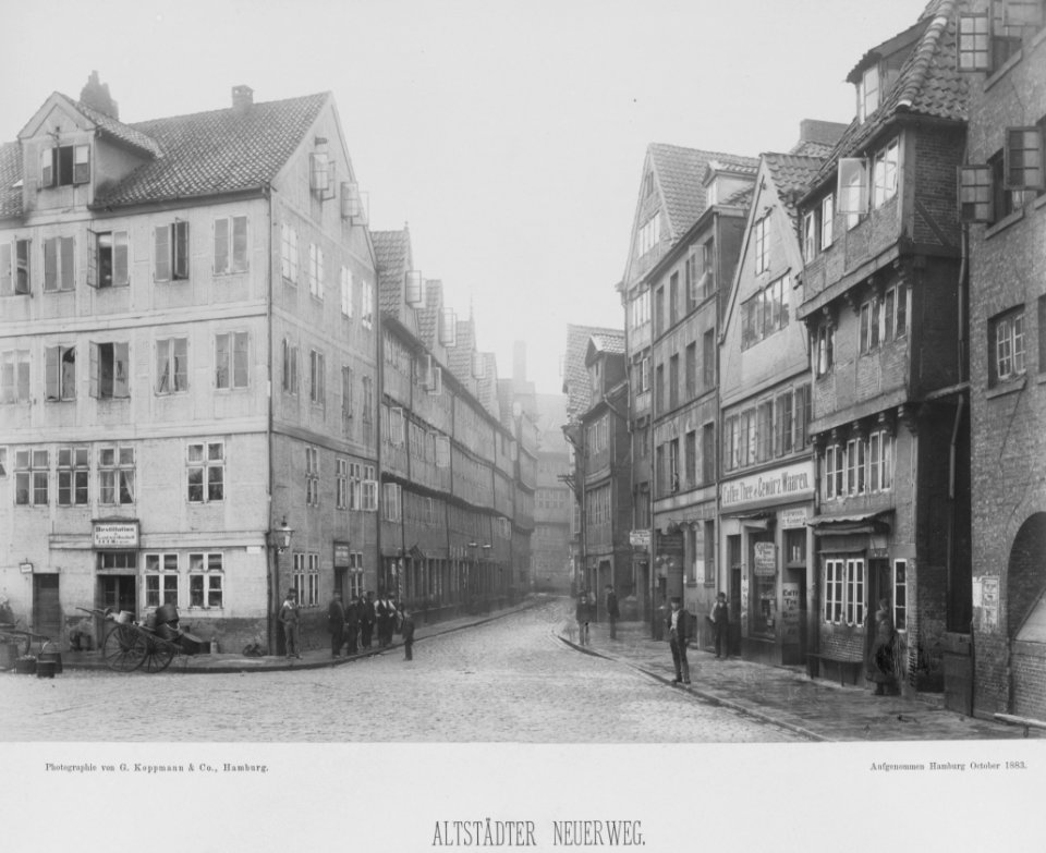 PPN799327638 Hamburg 1883 Altstädter Neuerweg vom Sandthorquai aus gesehen (1883)