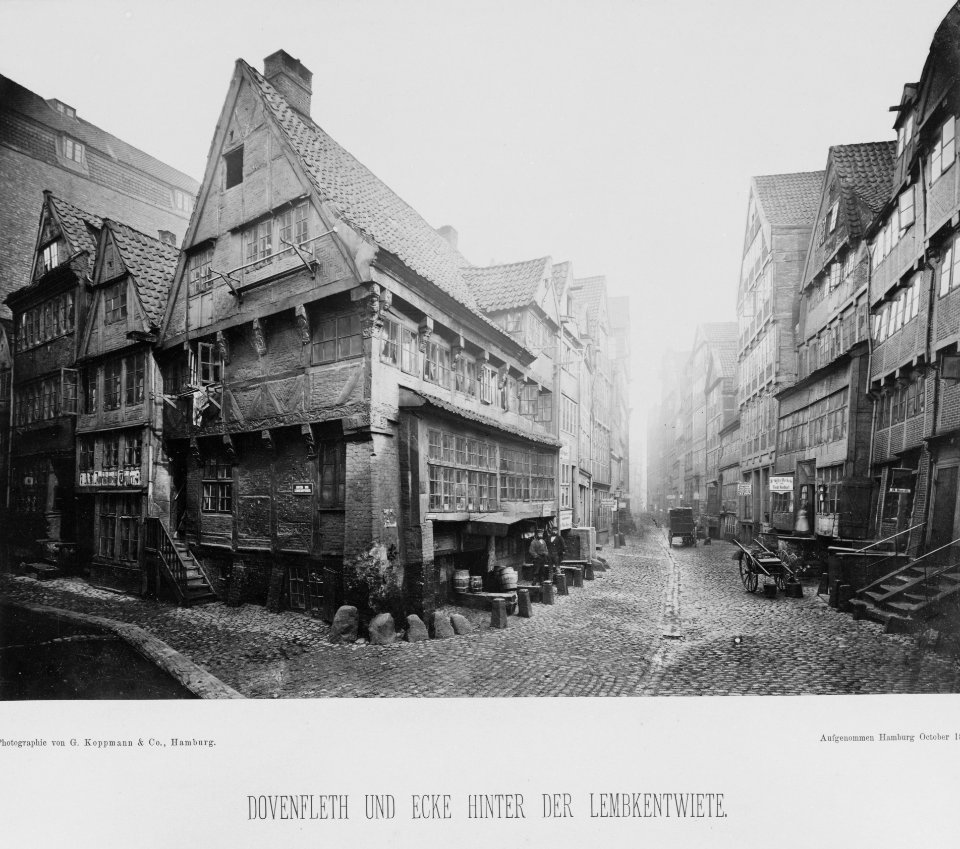 PPN799327638 Hamburg 1883 Hintere Ansicht des Dovenfleth von der Wandrahmsbrücke aus gesehen (1883)