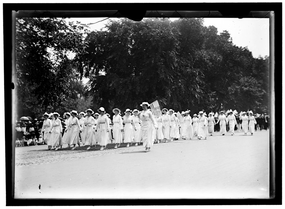 PREPAREDNESS PARADE. MANY WOMEN CARRYING HUGE FLAG LCCN2016866657